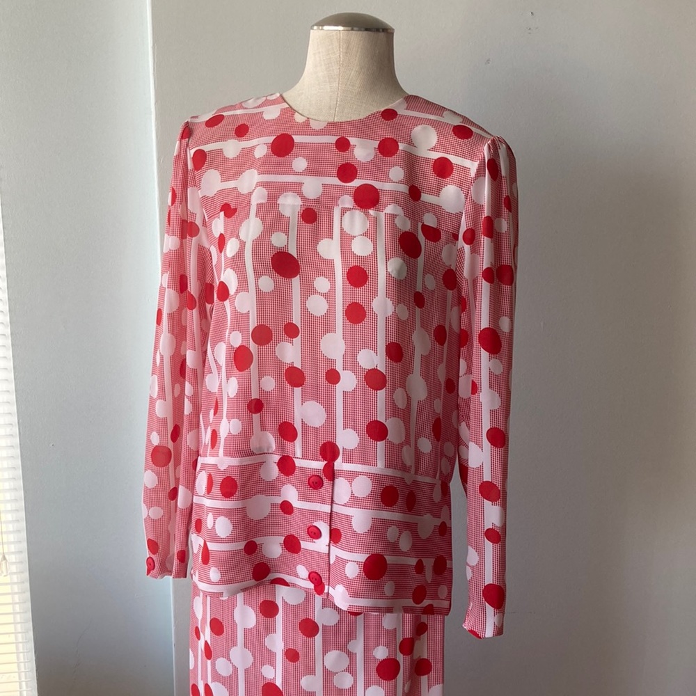 Mr Edward vintage polka dot two piece skirt set